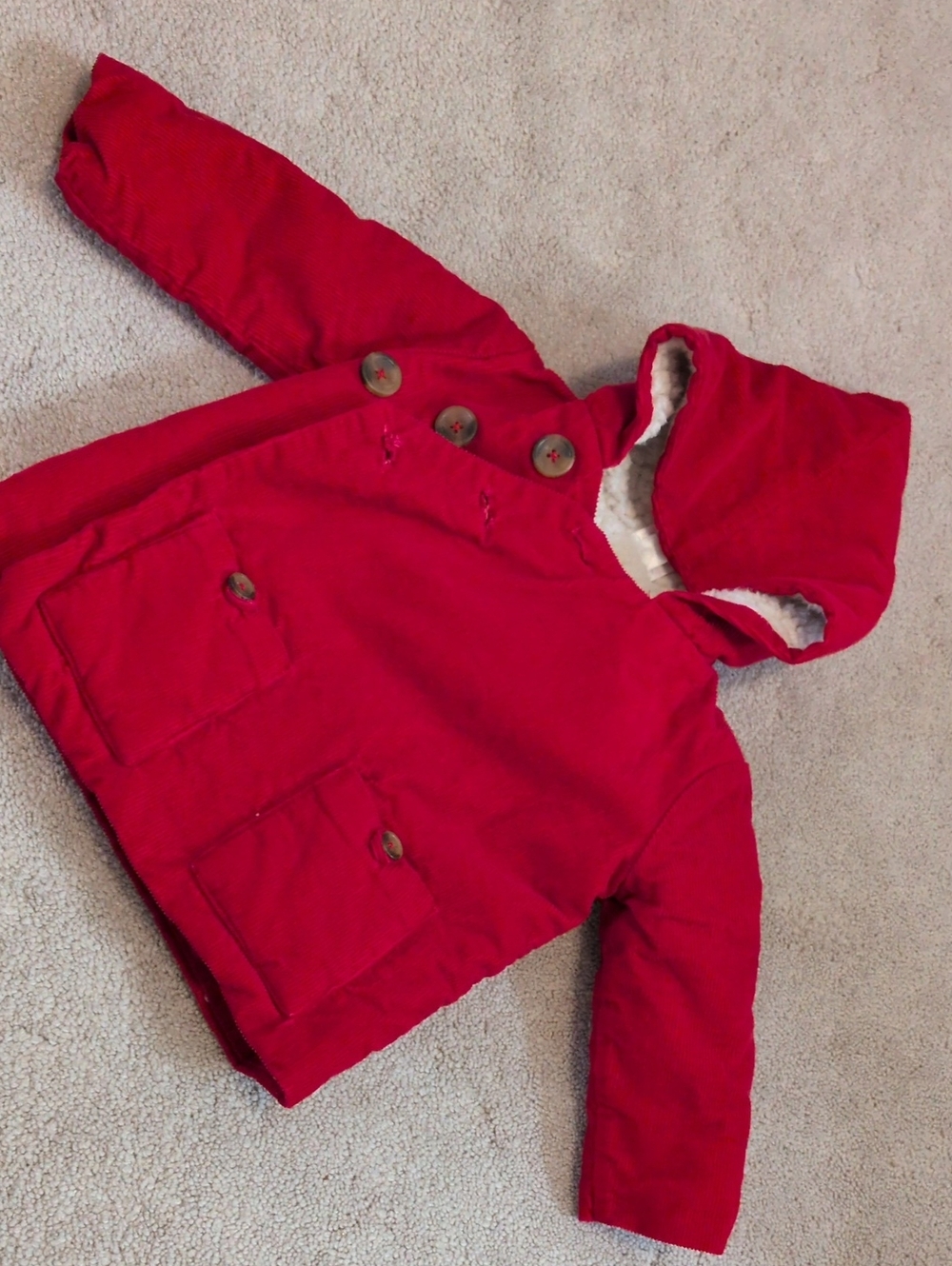 Hanna Andersson Bright Red Hooded Puffer Jacket (Size 80cm = 18-24 Months)